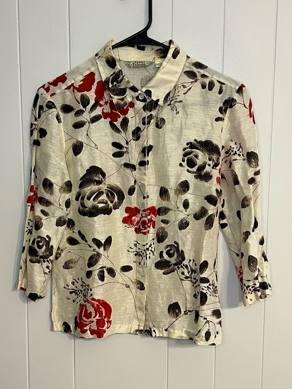Tommy Bahama floral linen and silk blend button-down shirt size 6